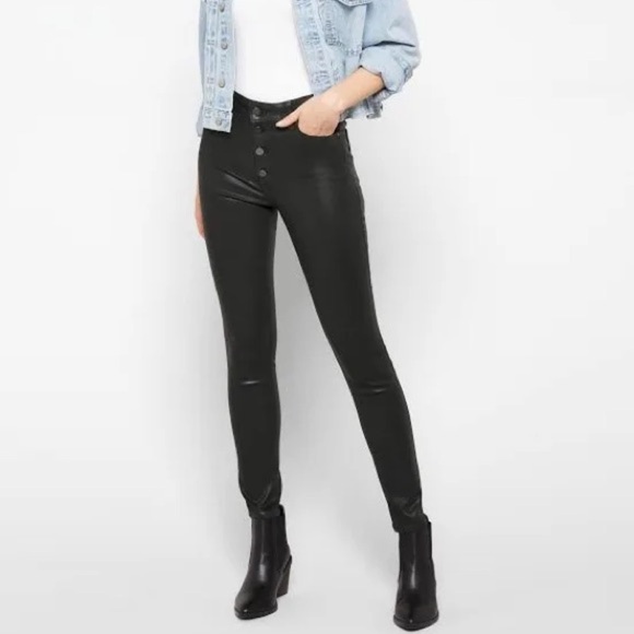 Paige denim Hoxton ultra skinny with exposed buttonfly in black fog luxe coated - Picture 3 of 14